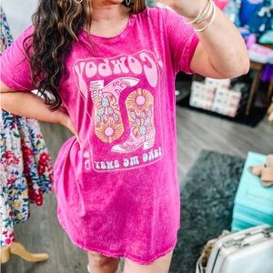 Cowboy Take Me Away Graphic Shirt Dress Mineral Magenta, Size L
